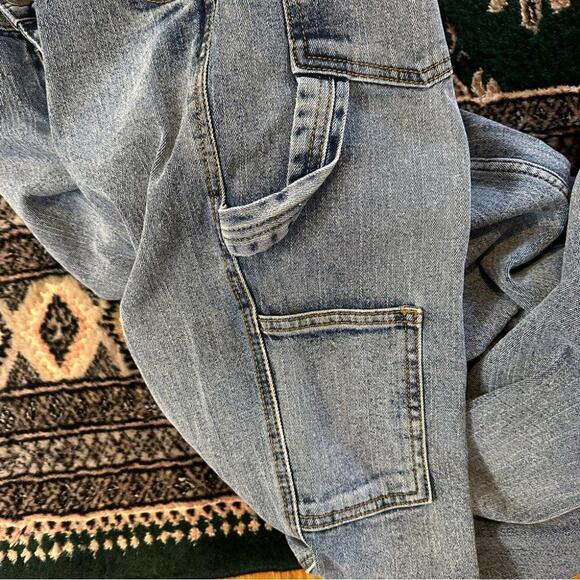 John Galt Medium Blue Natalia Low  Rise Carpenter Jeans - Picture 9 of 12